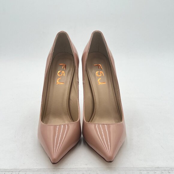 FSJ Nude Pointed Toe Pumps High Heel Sexy Stilettos Slip On Office Cute Shoes - Picture 3 of 7
